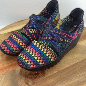 Womens Platform Wedge Bernie Mev Woven Slip On Elastic Comfortable EU 41 US 10.5